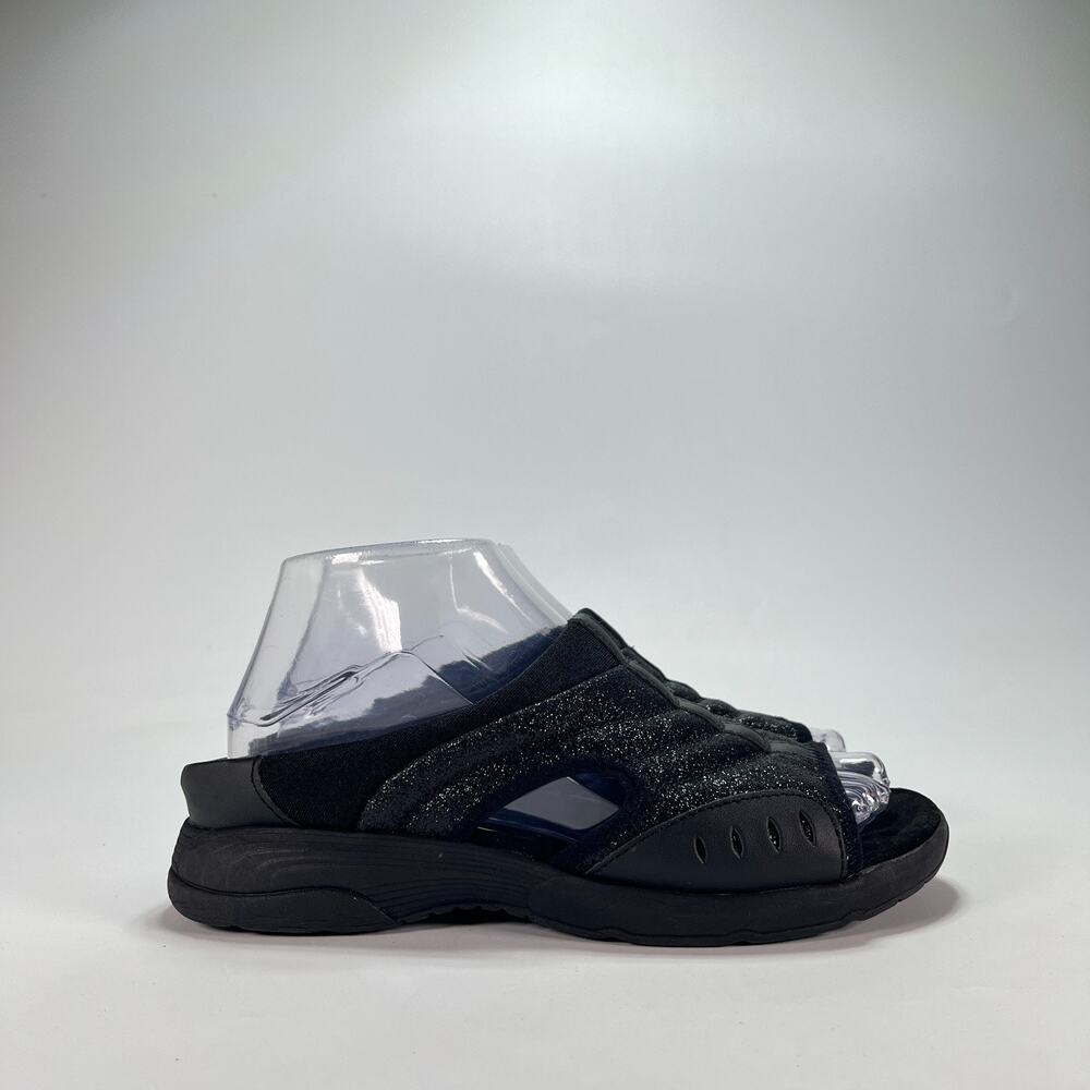 Easy Spirit Traciee Black Glitter Orthotic Walking Slide Sandals Women's Sz 6.5M